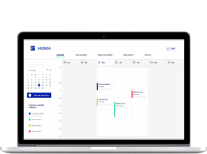 Un ordinateur portable affichant un calendrier sur la page Web Artizen