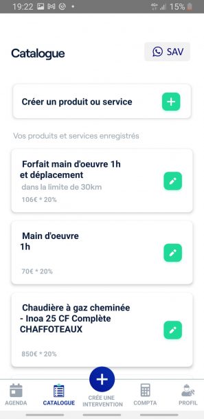 Catalogue appli