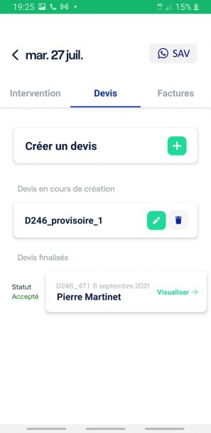 Fiche devis appli