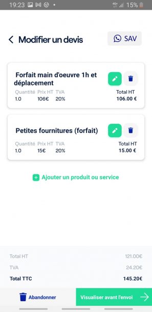 Modification devis_appli
